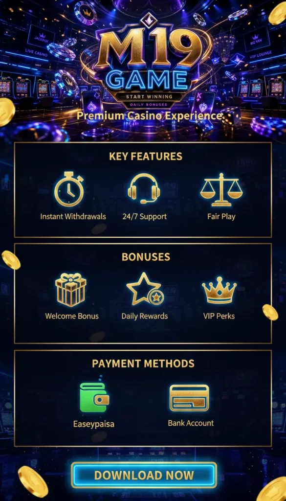 M19 Game Login
Bonuses
Secure Payments
